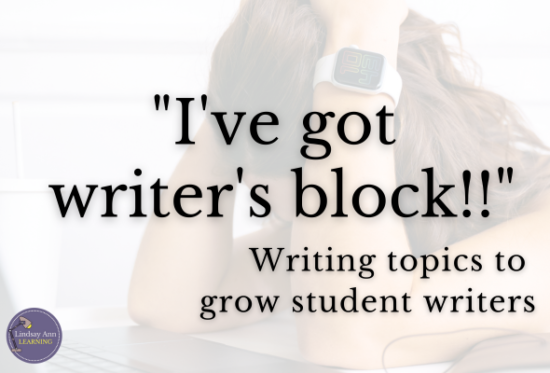 Writing Topics for Student Writer's Block - Lindsay Ann Learning ...